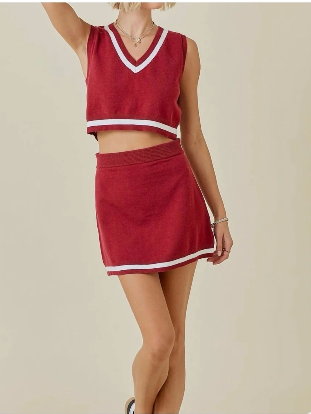 Day + Moon Women's Red College Sweater Skirt Small NWT - Picture 2 of 12